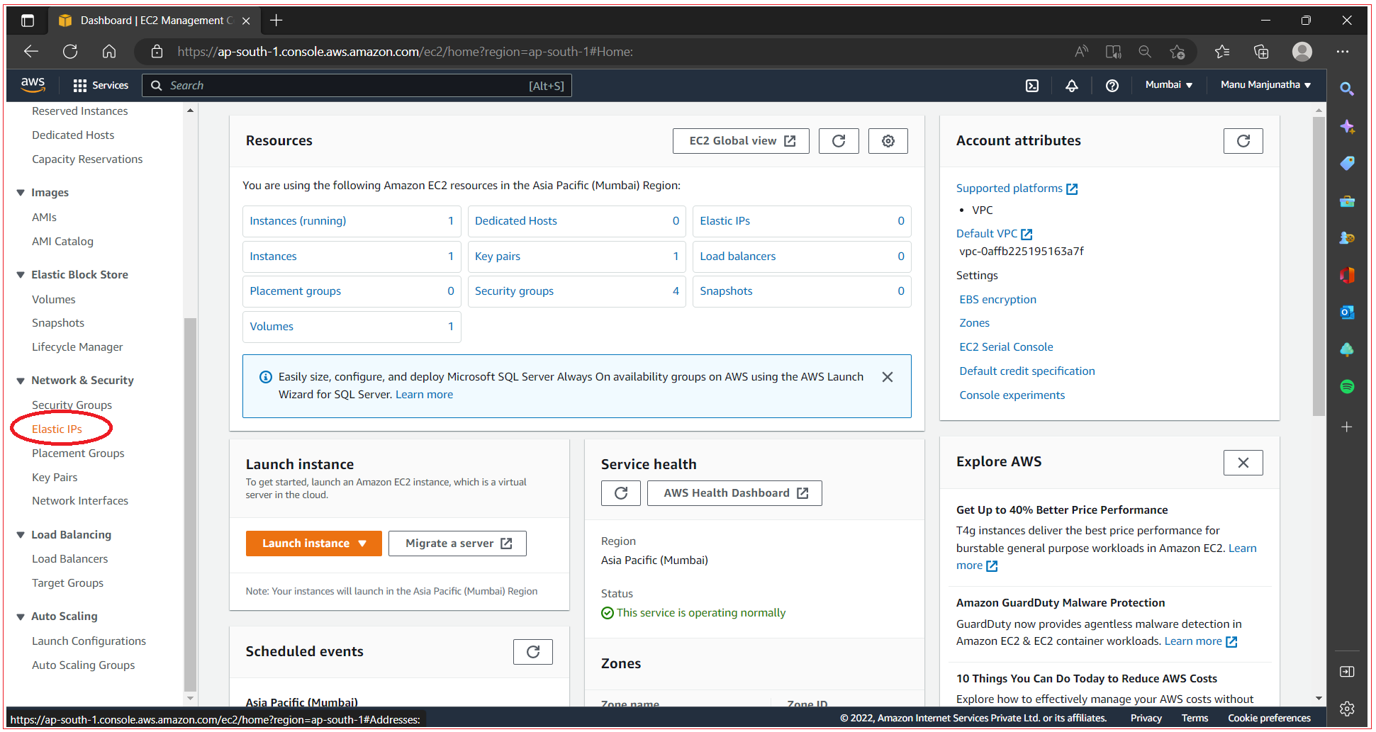 aws list all public ip addresses
