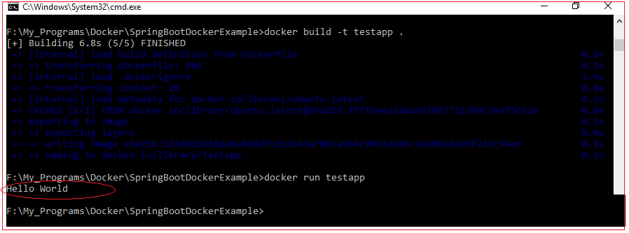 docker cmd path not found